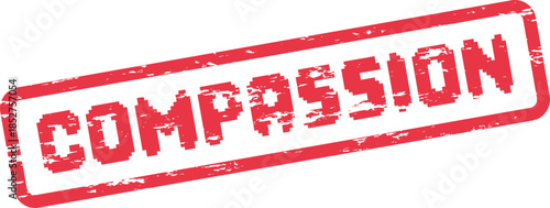 Red Grunge Pixelated Compassion Word Rubber Stamp Element