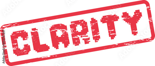 Red Distressed Pixel Block Clarity Word Rubber Stamp Mark