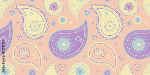 Indian wrapping, calligraphic plant. Buta tradition of greeting linen. Ornate exotic by silk cover.