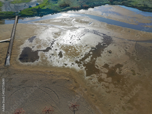 Aerial drone photo of Queens beach on a Adriatic sea and a sascape near Nin, Croatia