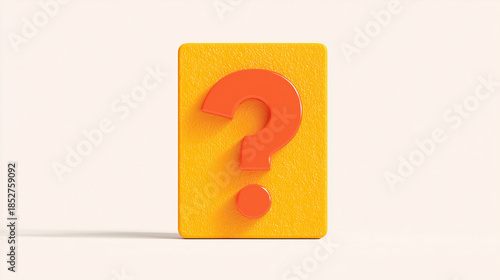 3D Question Mark on Rectangular Block Minimal Concept