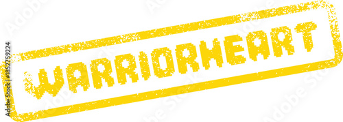Courageous Warriorheart Pixilated Yellow Grunge Rectangle Stamp Emblem for Strength and Valor