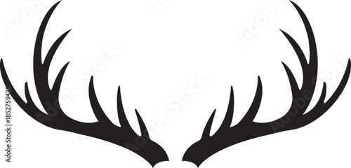 Majestic Deer Antlers Vector Illustration – Wildlife Horns Silhouette