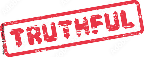 Authentic Truthful Pixilated Red Grunge Rectangle Stamp Emblem for Communication and Honesty