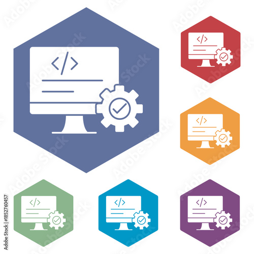 Software Development Icon, Software Engineering, Application Development, Code Development, Digital Solutions, vector, sheet