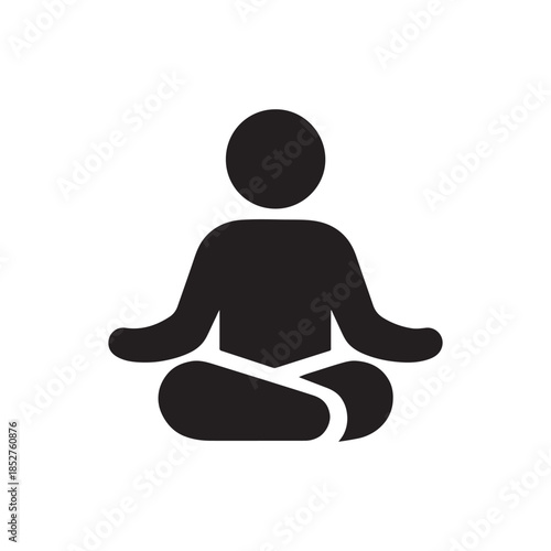 Meditation Icon in Simple Black and White Design Promoting Wellness and Mindfulness Practices for Mental Clarity Silhouette