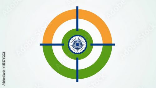 Indian flag target symbol national emblem in crosshairs concept for focus and precision on white background