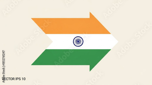 Indian flag arrow pointing right representing progress and direction isolated on a neutral background