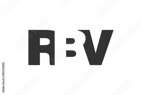 RBV logo design. Initial letter R B V bold font style for tech startups, consulting, corporate branding. Creative company name, headlines typography identity, trendy logotype.