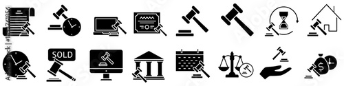 Auction icon vector set. Bargaining Illustration sign collection. Bidding symbol. auction house logo.