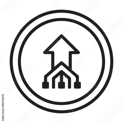 Cryptocurrency Digital Coin Line Silhouette Icon