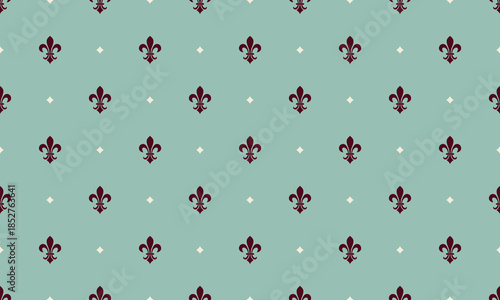 Elegant fleurdelis pattern on a soft teal background.  Perfect for website backgrounds, textile designs, or stationery. This regal, vintageinspired design evokes sophistication and timeless style.