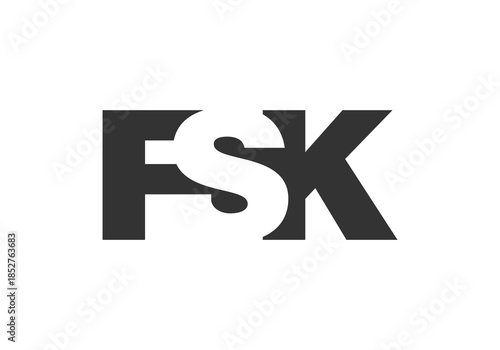 FSK logo design. Initial letter F S K bold font style for tech startups, consulting, corporate branding. Creative company name, headlines typography identity, trendy logotype.
