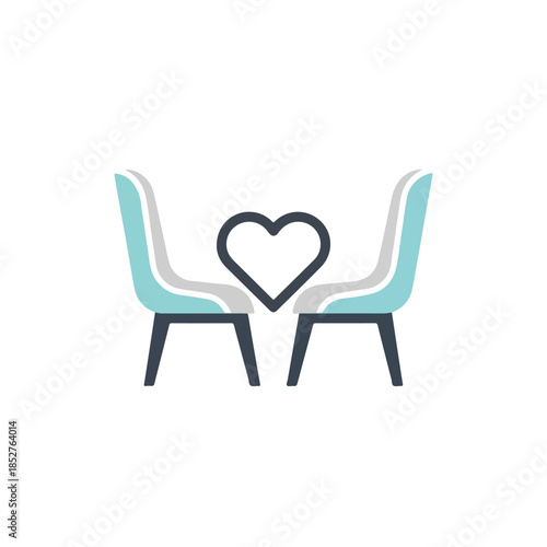 Two Chairs Facing Each Other With A Heart Between Them