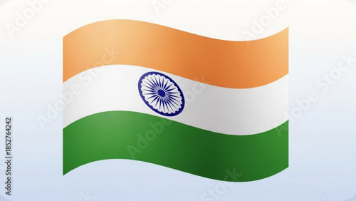 Waving Indian flag national symbol of India Tricolour with Ashoka Chakra isolated on white background