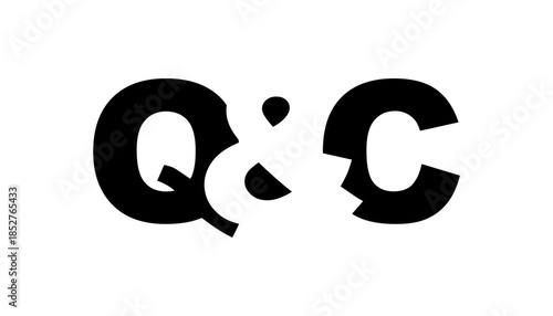 QC logo design in bold style. Black white identity symbol. Modern typography emblem. Corporate branding icon.