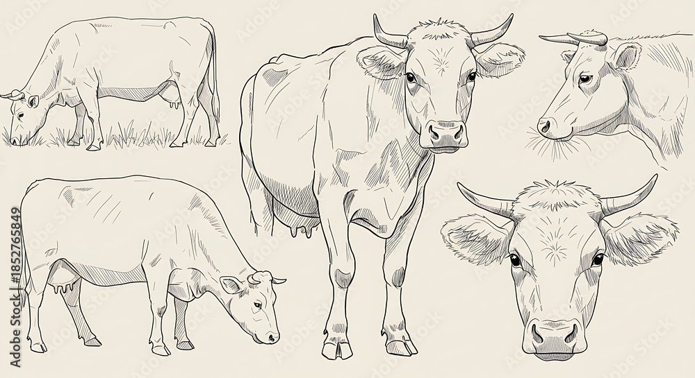 custom made wallpaper toronto digital鉛筆の牧歌: 牛の素描集