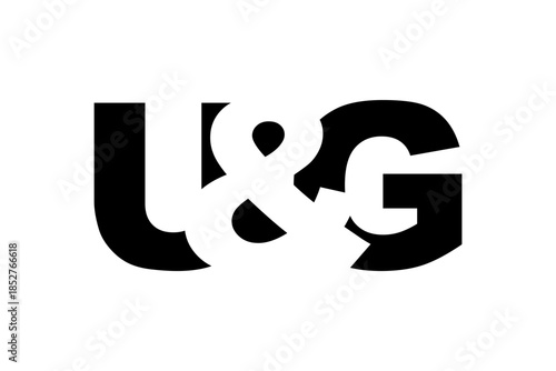 UG logo design in bold style. Black white identity symbol. Modern typography emblem. Corporate branding icon.