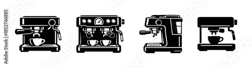 Coffee machine set, espresso, flat vector illustration, barista equipment