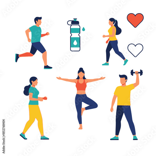 Diverse Group Engaging in Fitness Activities Highlighting Wellness and Exercise Dynamics