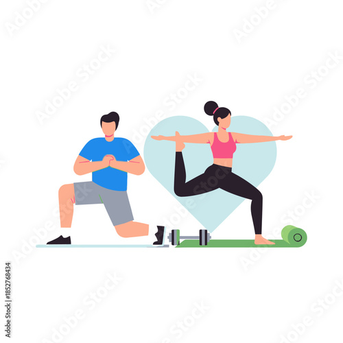 Contemporary fitness scene showcasing a woman practicing yoga in a serene environment with a