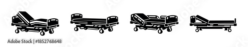 Hospital bed designs, flat vector illustration of medical and healthcare equipment