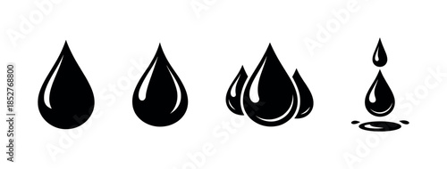 Water droplet collection, flat vector illustration, liquid, droplet, splash design