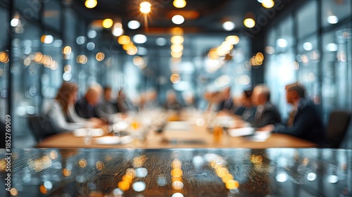 Defocused board meeting background behind glass wall. High quality. High quality. High quality