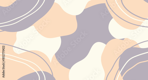 Pastel Fluid Abstract Background with Organic Shapes and Curved Lines