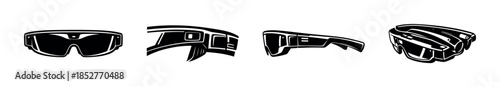 Smart glasses vector illustration in flat style, wearable tech, futuristic eyewear