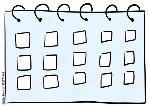 Hand drawn calendar planner icon with spiral binding doodle sketch style vector illustration