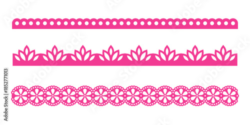 Lace scallop border edge frame pattern vector trim tape simple blends with soft curves. This punch paper look adds handmade warmth. A cute choice for textile themes.