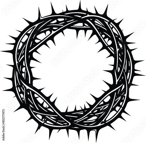 Crown of thorns symbolizing sacrifice and faith on white background