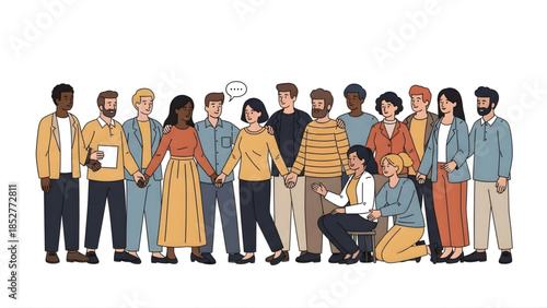 Empathy and Connection A Diverse Community Gathers, Showing Unity, Support, and Collaborative Communication for Social Progress and Mutual Understanding