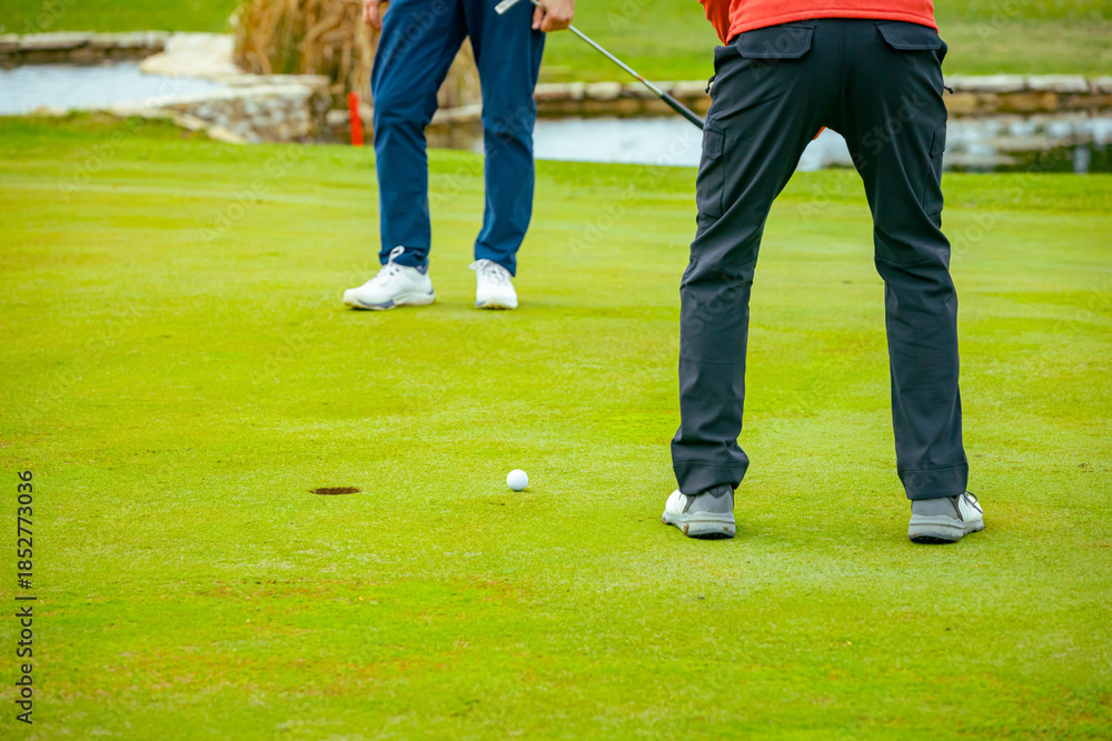 Obraz premium People, golfers enjoying on the golf course