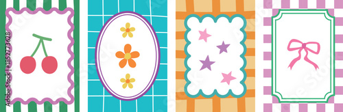 手描き背景イラスト カード ベクター フレーム テンプレート