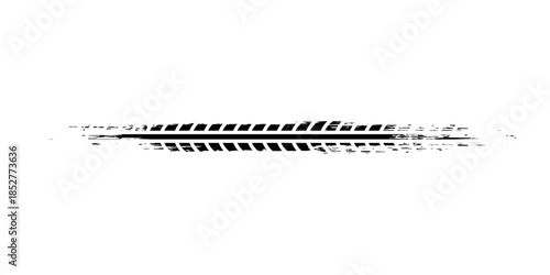 Tire track. Car, bike, motorcycle tyre mark with grunge effect isolated on white background. Wheel footprint on the road. Top view of rubber protector mark