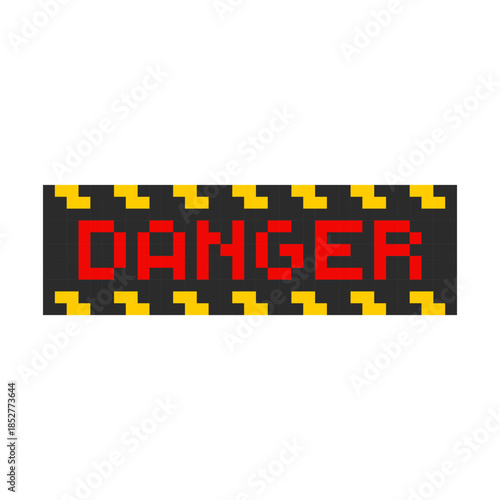 Danger sign pixel. Caution warning of danger 8 bit message interface. Warning - notice window in 8-bit style.