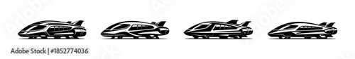 Futuristic train designs, transportation, technology, flat vector illustration