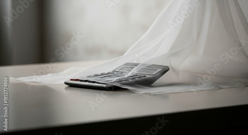 Wallpaper Mural Smartphone covered with white transparent fabric on table indoors Torontodigital.ca