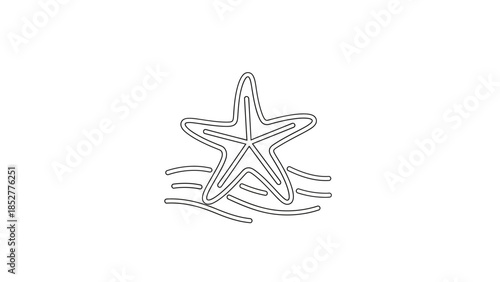 Stylized Starfish Illustration on Gentle Ocean Waves.