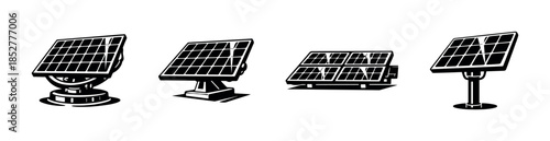 Solar panel designs, renewable energy, environmental tech, flat vector illustration