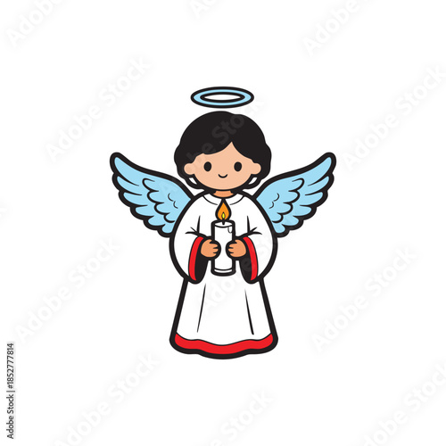 Cute Christmas angel with halo and wings