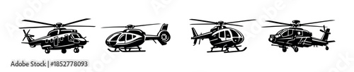 Helicopter designs, flat vector illustration, aircraft, aviation art