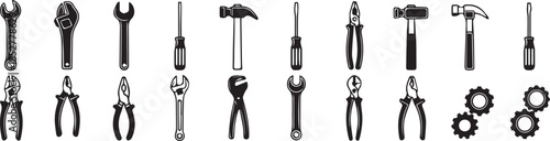 Assortment of tools on white background