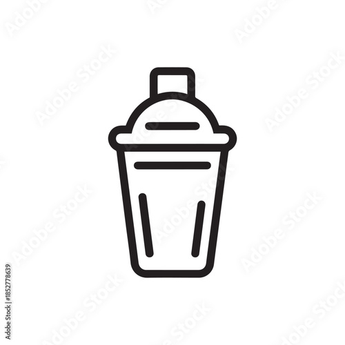 Cocktail Shaker Protein Bottle Line Art Illustration for Gym and Bar Logos