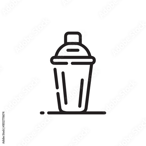 Professional Cocktail Shaker Outline Illustration for Bar Menus