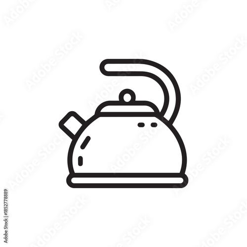 Traditional Stove Top Tea Kettle Outline Illustration for Kitchenware and Cafe Branding