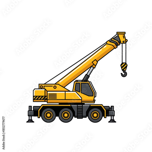 Modern construction crane illustration highlighting industrial lifting equipment for