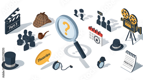 Mystery and Investigation Icons - Unveiling Clues and Solving Puzzles with a Detective's Toolkit